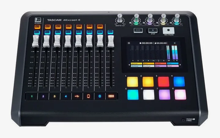 Tascam Mixcast 4, nivåmätarna och lysdioderna