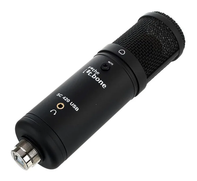 the t.bone SC 420 USB Desktop-Set, mikrofonkorgen på nära håll