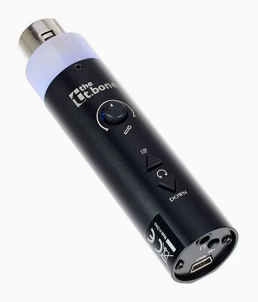 the t.bone MicPlug USB, frontpanelen med rattarna