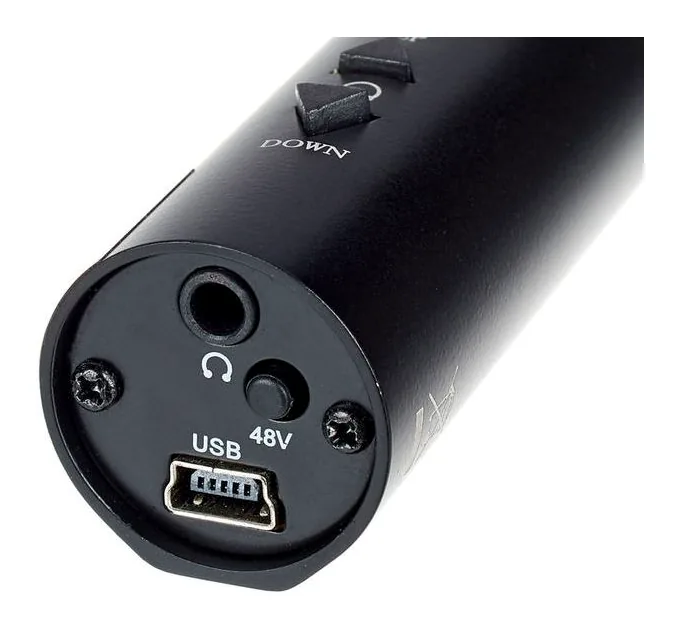 the t.bone MicPlug USB, frontpanelen med rattarna