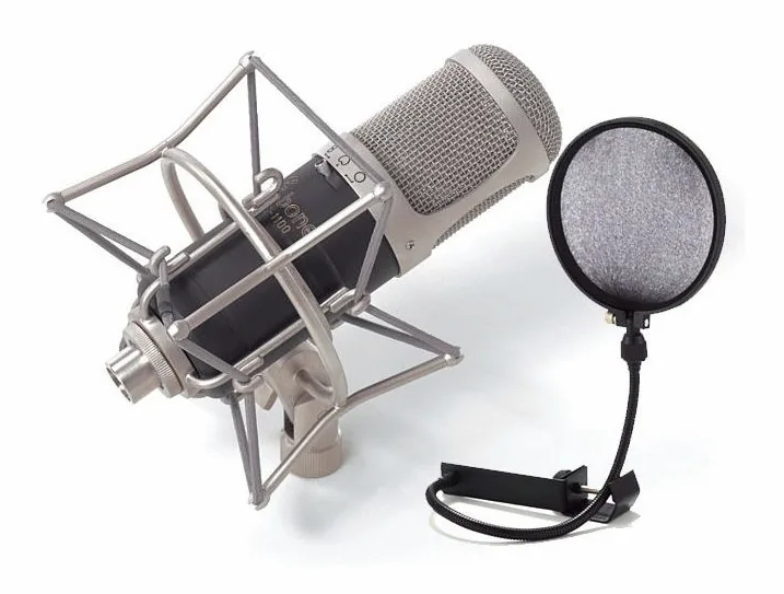 the t.bone SC 1100 + Popkiller, mikrofonkorgen på nära håll
