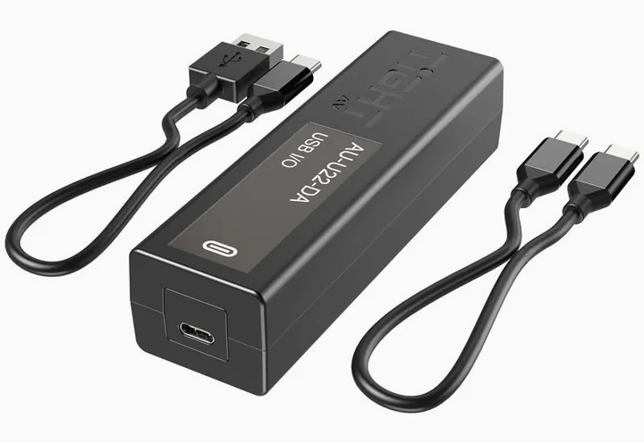 Tight AV Dante 2x2 USBC 2.0 Adapter, ingångarna på framsidan