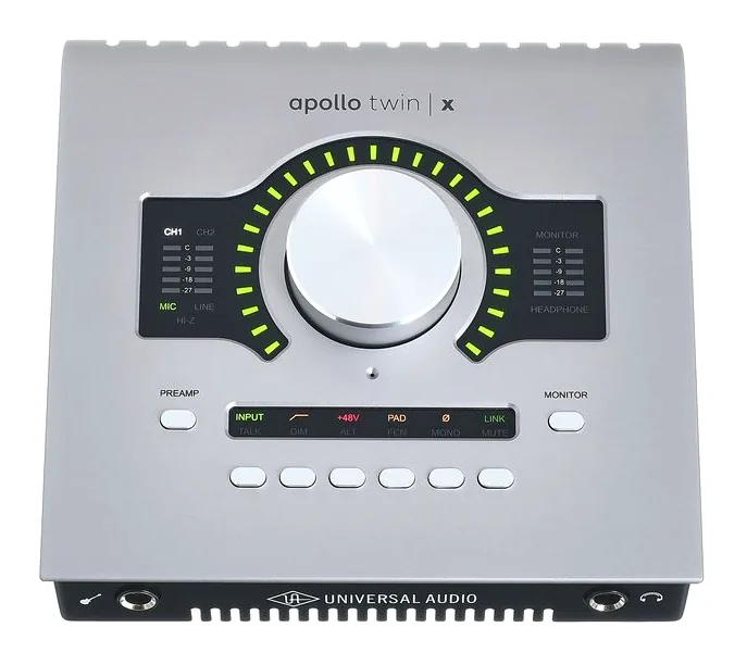 Universal Audio Apollo Twin X Duo Gen2 AC Pro, nivåmätarna och lysdioderna