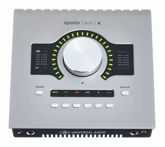 Universal Audio Apollo Twin X Quad Gen2 AC, ingångarna på framsidan