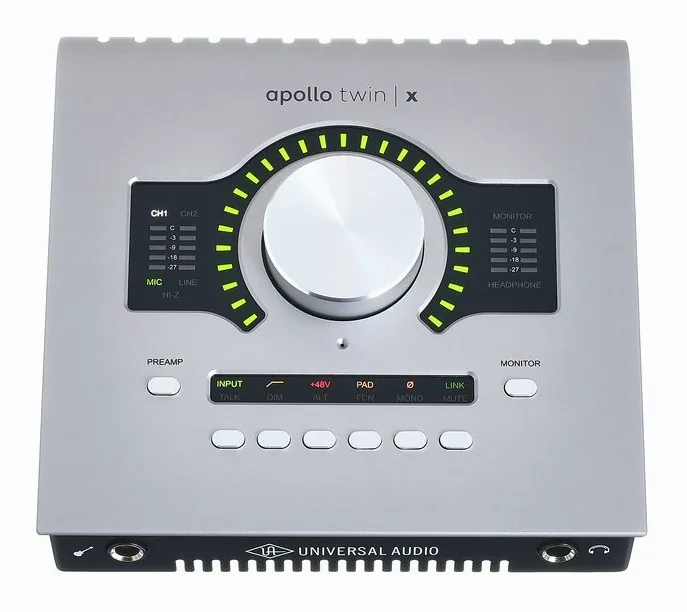 Universal Audio Apollo Twin X Quad Gen2 AC Pro, nivåmätarna och lysdioderna