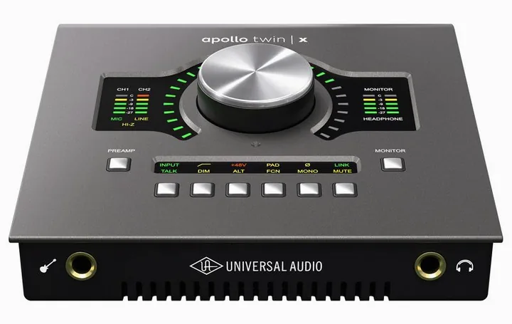 Universal Audio Apollo Twin X USB Heritage, nivåmätarna och lysdioderna