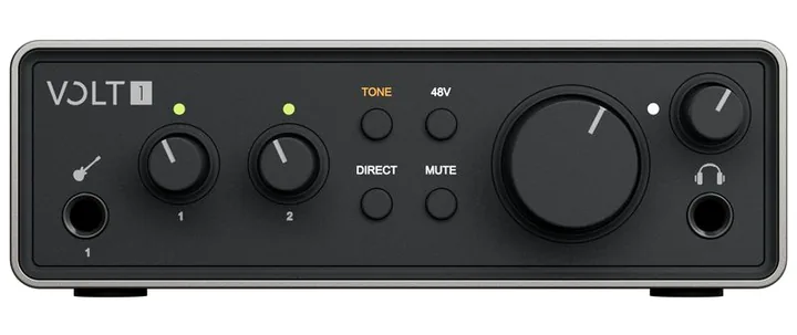 Universal Audio Volt 1 Gen2, ingångarna på framsidan