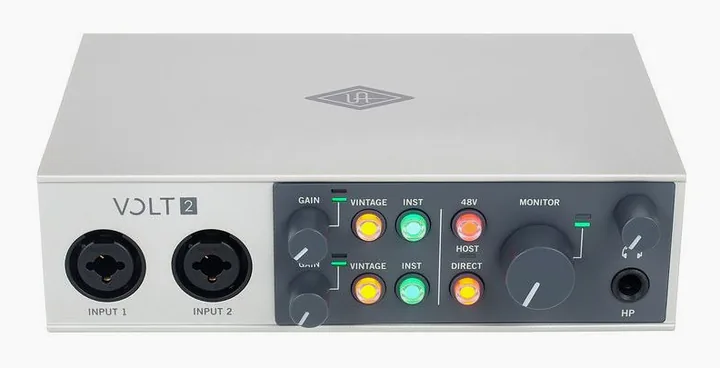 Universal Audio Volt 2 USB Recording Studio, ovansidan av lådan