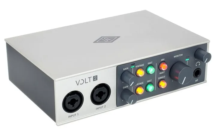 Universal Audio Volt 2 USB Recording Studio, nivåmätarna och lysdioderna
