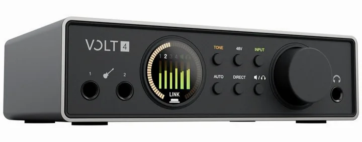 Universal Audio Volt 4 Gen2, frontpanelen med rattarna