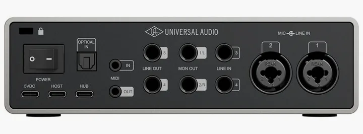 Universal Audio Volt 4 Gen2, ovansidan av lådan