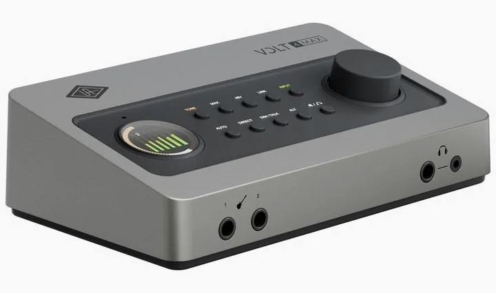 Universal Audio Volt 4 Max, frontpanelen med rattarna