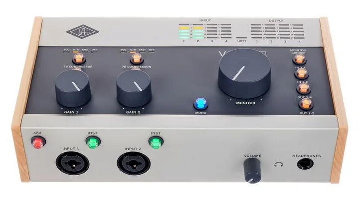 Universal Audio Volt 476 USB Recording Studio, frontpanelen med rattarna