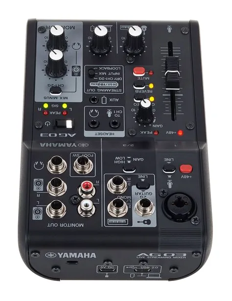 Yamaha AG03 MK2 BK, anslutningarna på baksidan
