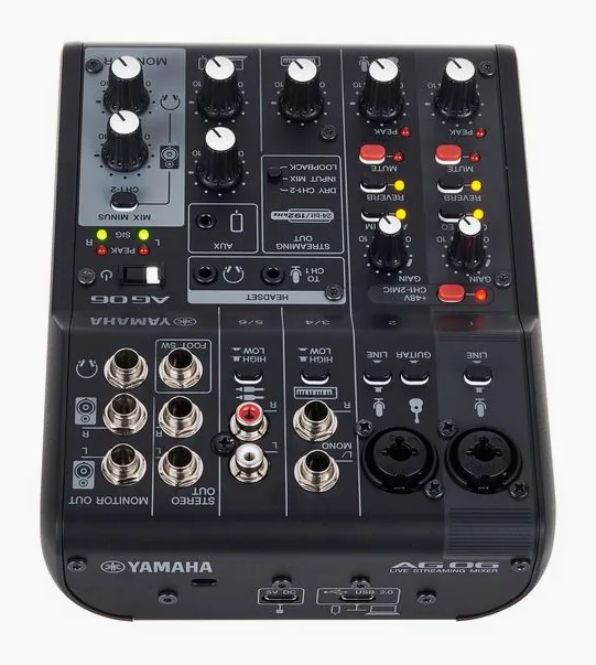 Yamaha AG06 MK2 BK, ovansidan av lådan