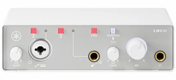 Yamaha UR12 MK3 White, nivåmätarna och lysdioderna