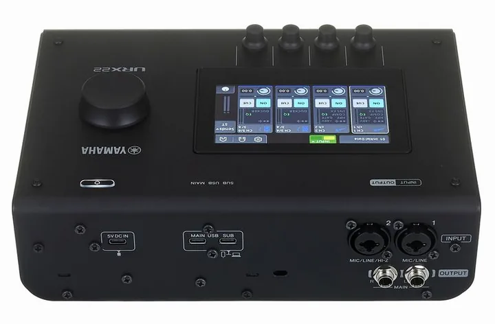 Yamaha URX22 BK, nivåmätarna och lysdioderna