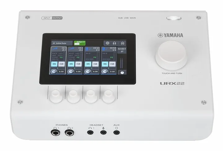 Yamaha URX22 WH, nivåmätarna och lysdioderna
