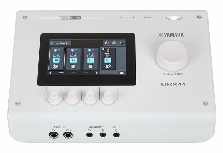 Yamaha URX44 WH, höljet sett från sidan
