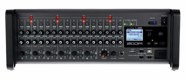 Zoom LiveTrak L-20R, ingångarna på framsidan