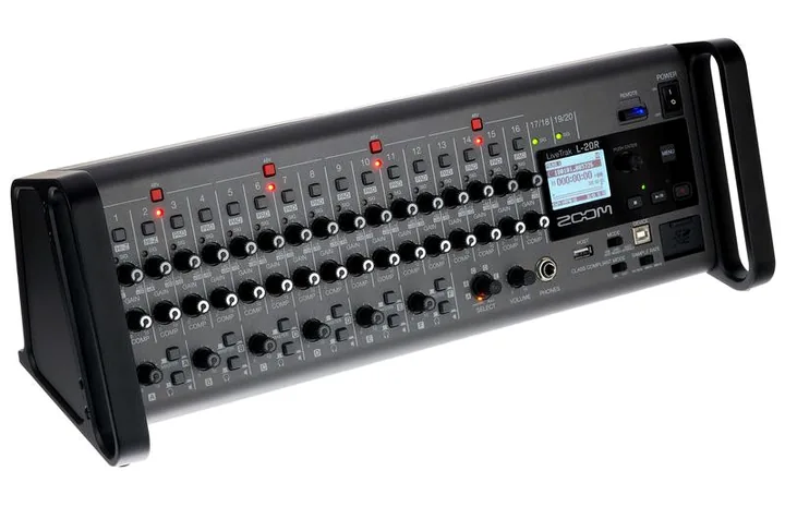 Zoom LiveTrak L-20R, ingångarna på framsidan