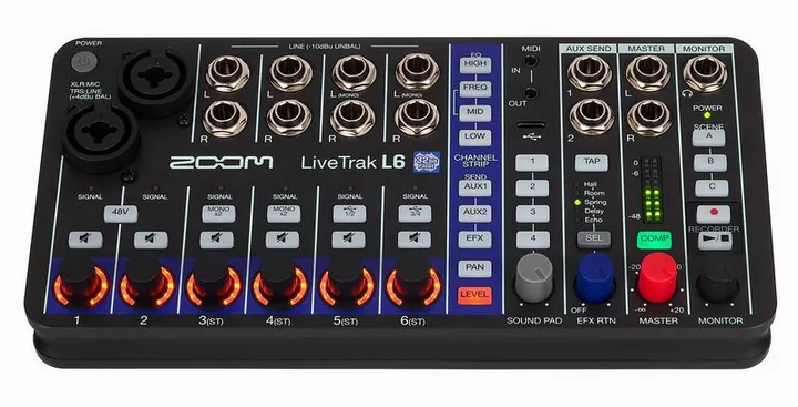 Zoom LiveTrak L-6, ovansidan av lådan