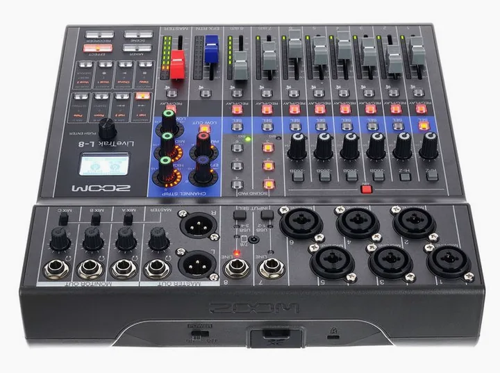 Zoom LiveTrak L-8, nivåmätarna och lysdioderna