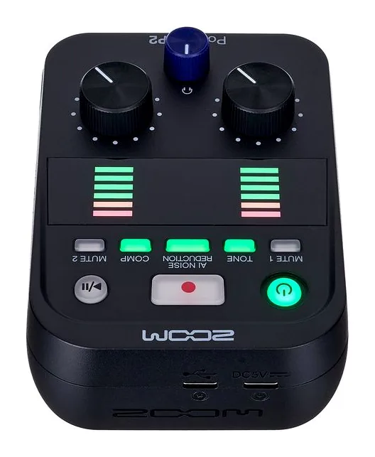 Zoom PodTrak P2, ingångarna på framsidan